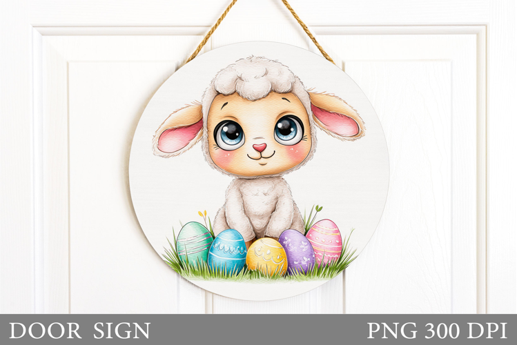 Easter Lamb Door Sign Design. Easter Door Sign Sublimation