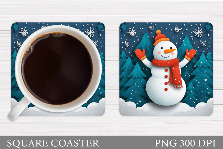 Cute Snowman Coaster. Christmas Coaster Sublimation