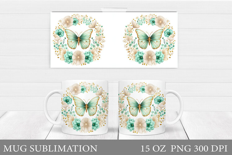 Butterfly Mug Design. Butterfliy Mug Sublimation example image 1