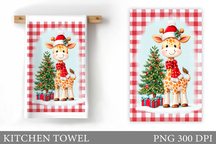 Cute Giraffe Kitchen Towel. Christmas Kitchen Towel Design