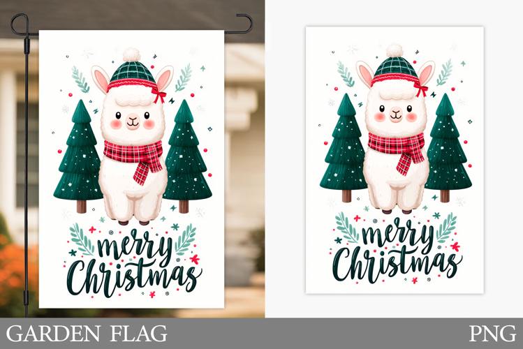Christmas Lama Garden Flag. Christmas Garden Flag Design