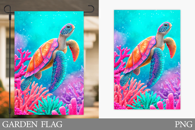 Sea Turtle Garden Flag Design. Sea Garden Flag Sublimation