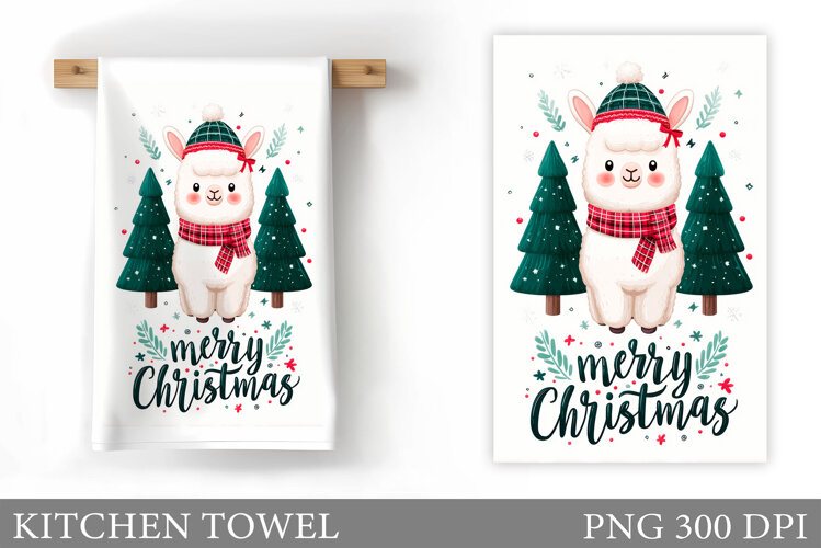 Christmas Lama Kitchen Towel. Christmas Kitchen Towel Design example image 1