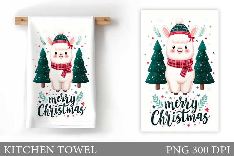 Christmas Lama Kitchen Towel. Christmas Kitchen Towel Design