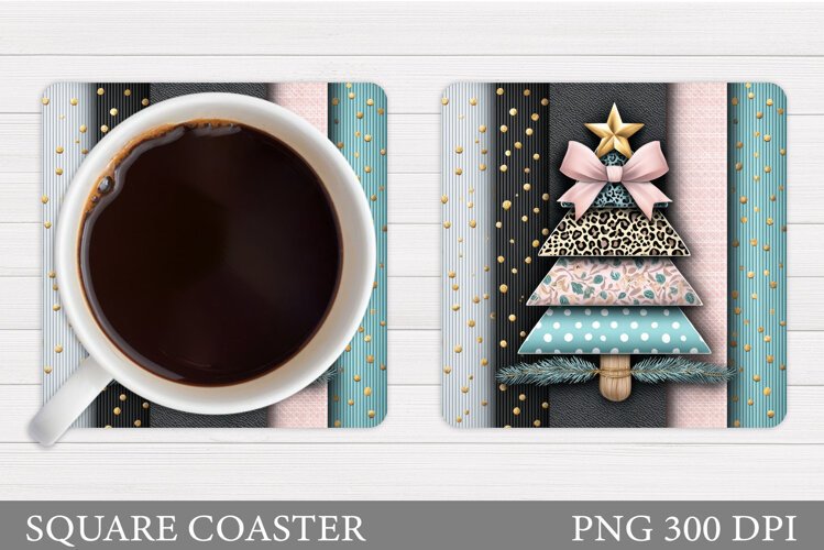 Christmas Tree Coaster Design. Christmas Coaster Sublimation example image 1