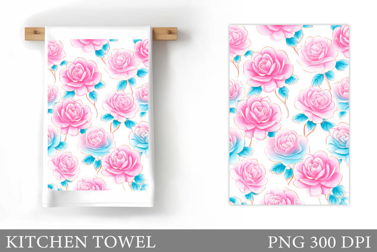 Roses Kitchen Towel. Flowers Kitchen Towel Design example image 1