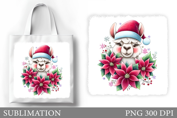 Christmas Lama Tote Bag. Christmas Tote Bag Sublimation