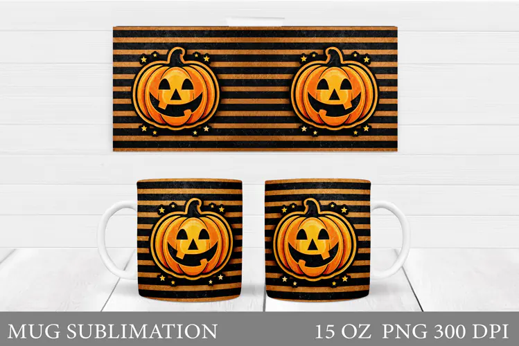 Halloween Pumpkin Mug Design. Halloween Mug Sublimation