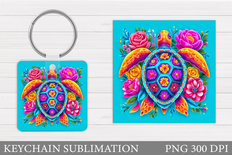 Sea Turtle Keychain Design. Sea Turtle Sublimation example image 1
