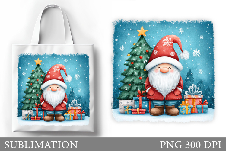 Christmas Gnome Tote Bag. Christmas Tote Bag Sublimation