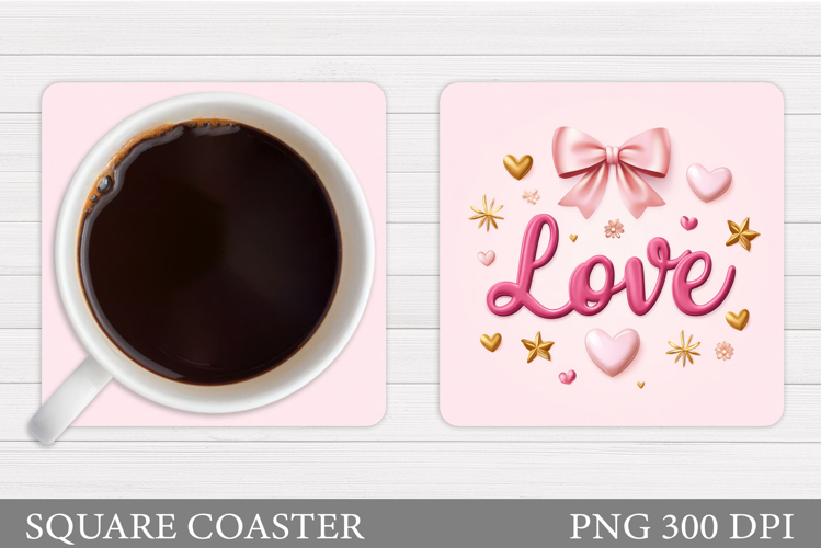 Love Coaster Sublimation. Valentines Coaster Design