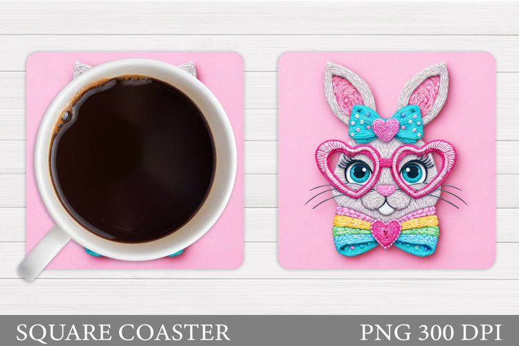 Cute Bunny Coaster Design. Cute Bunny Sublimation