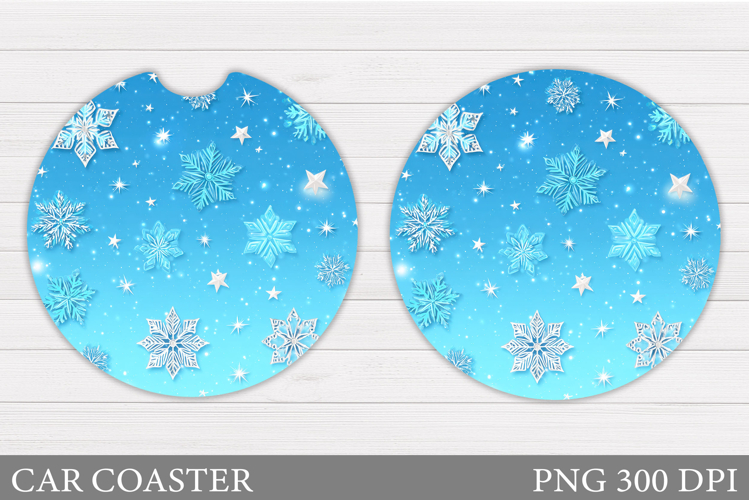 Snowflakes Car Coaster Design. Christmas Car Coaster