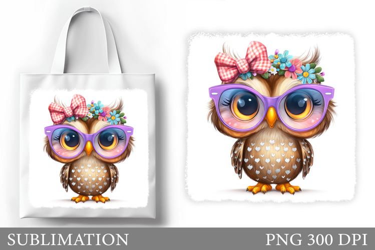 Owl Tote Bag Sublimation. Owl Flowers Sublimation