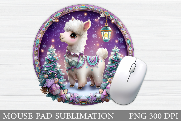 Christmas Lama Mouse Pad. Christmas Mouse Pad Sublimation