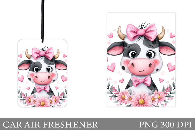 Cute Cow Car Air Freshener. Cute Cow Sublimation