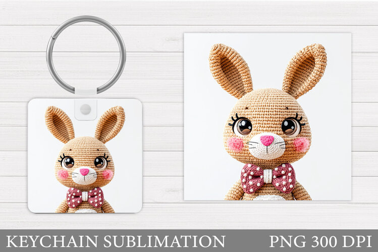 Cute Bunny Keychain Design. Cute Bunny Sublimation example image 1