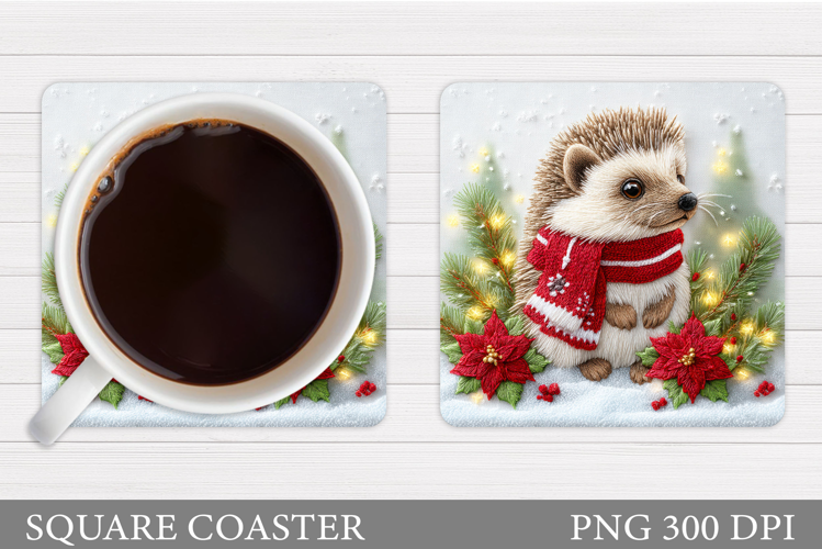 Christmas Hedgehog Coaster. Christmas Coaster Sublimation