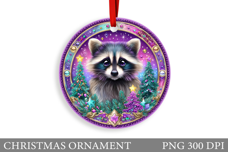 Cute Raccoon Christmas Ornament. Cute Raccoon Sublimation