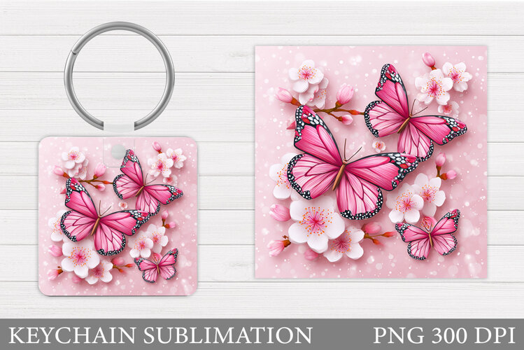 Butterflies Keychain Design. Butterflies Sublimation example image 1