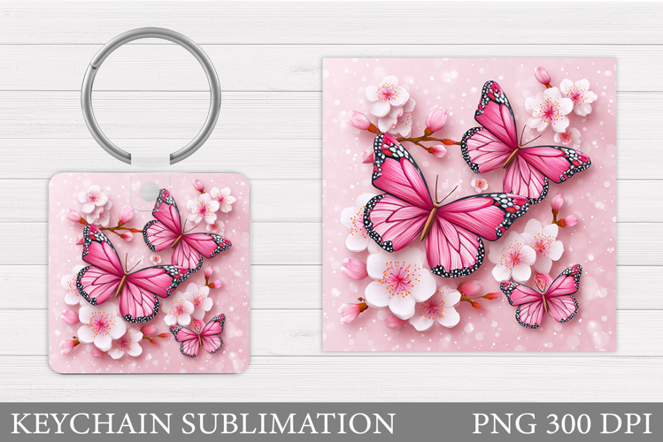 Butterflies Keychain Design. Butterflies Sublimation