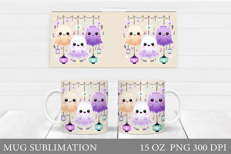Ghost Mug Design. Cute Halloween Mug Sublimation