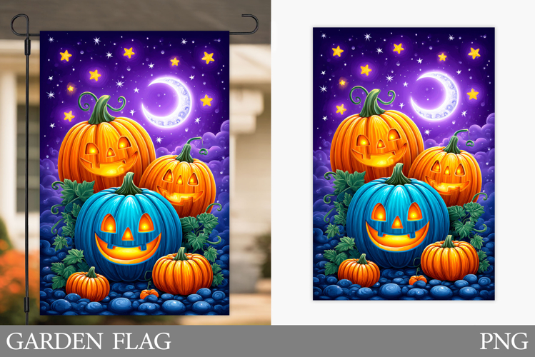 Halloween Garden Flag Design. Halloween Pumpkin Garden Flag