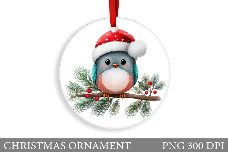 Cute Bird Christmas Ornament. Christmas Sublimation