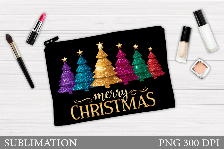Merry Christmas Cosmetics Bag. Christmas Tree Makeup Bag