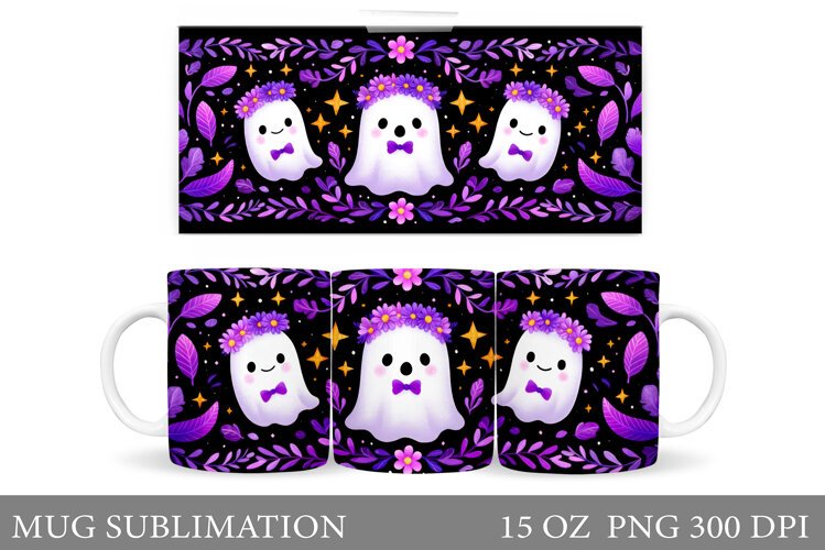 Ghost Mug Sublimation. Halloween Pumpkin Mug Design example image 1