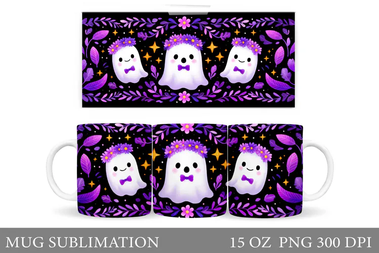 Ghost Mug Sublimation. Halloween Pumpkin Mug Design