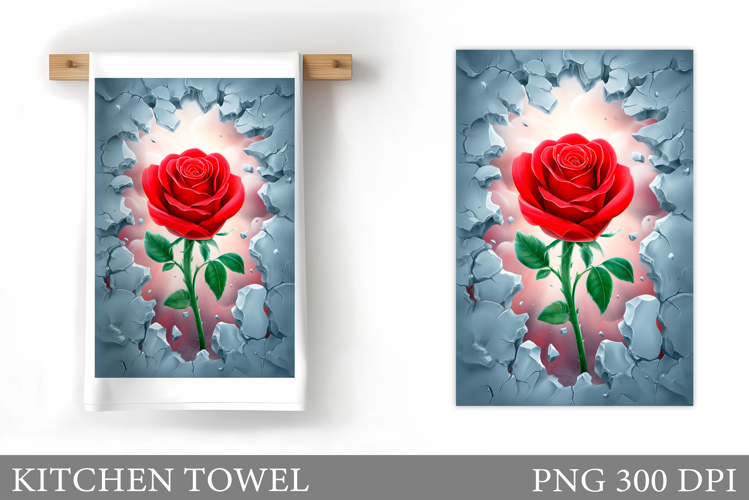 Rose Kitchen Towel Sublimation. Flowers Kitchen Towel Design