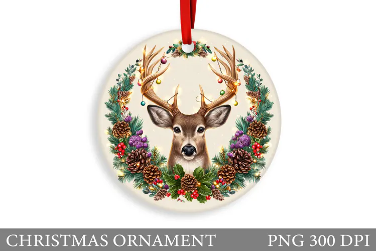 Reindeer Christmas Ornament. Christmas Deer Ornament Design