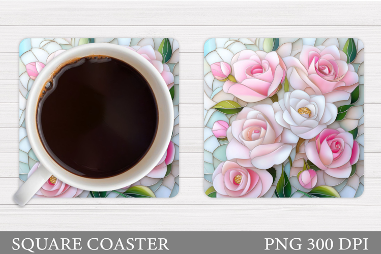 Roses Coaster Sublimation. Flowers Coaster Design