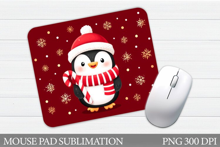 Cute Penguin Mouse Pad. Christmas Penguin Mouse Pad Design example image 1