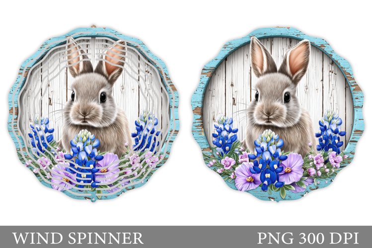 Cute Bunny Wind Spinner. Bunny Flowers Wind Spinner Design