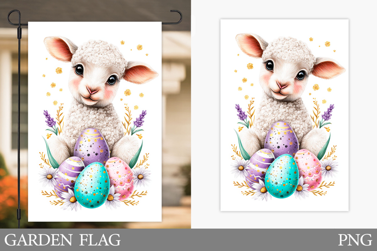 Easter Lamb Garden Flag. Easter Garden Flag Design