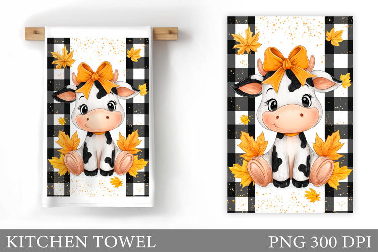 Fall Cow Kitchen Towel. Fall Kitchen Towel Sublimation
