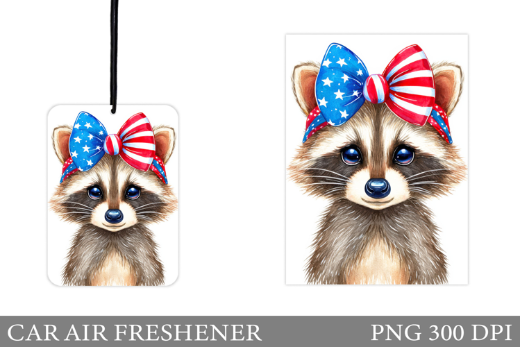 Patriotic Raccoon Car Air Freshener. Patriotic Sublimation