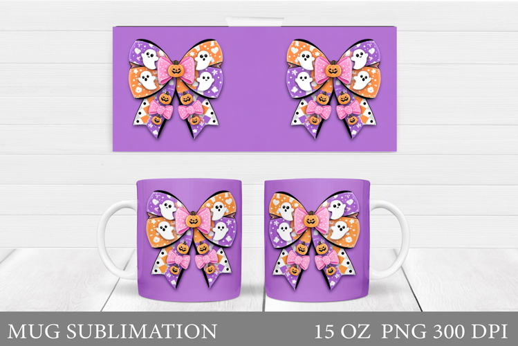 Halloween Bow Mug Sublimation. Halloween Mug Design