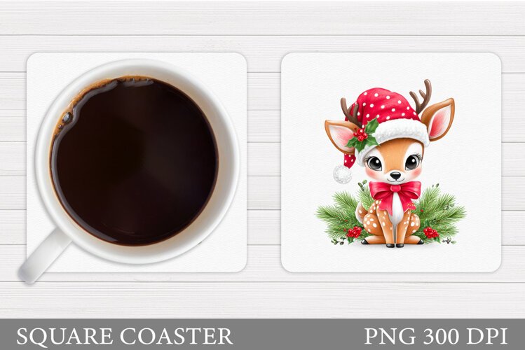 Christmas Deer Coaster Design. Christmas Coaster Sublimation example image 1