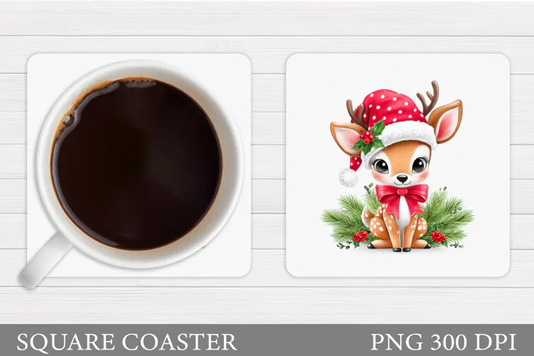 Christmas Deer Coaster Design. Christmas Coaster Sublimation