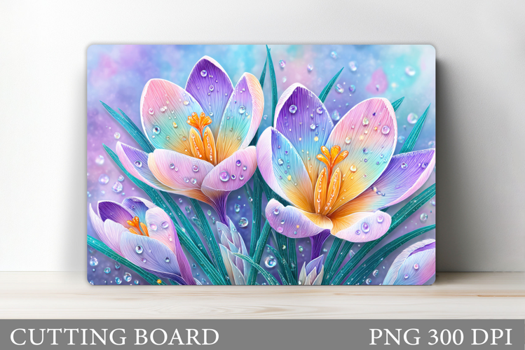 Crocus Cutting Board. Flowers Cutting Board Sublimation