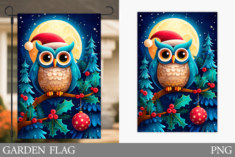 Christmas Owl Garden Flag. Christmas Garden Flag Sublimation