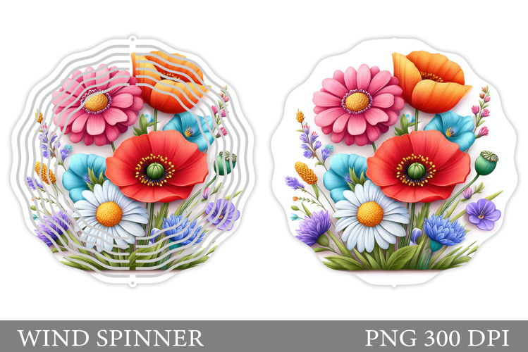 Floral Wind Spinner Sublimation. Flowers Wind Spinner Design