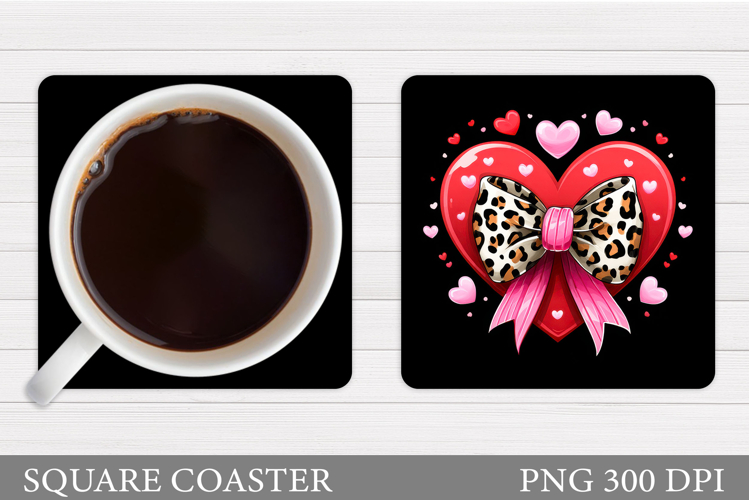 Hearts Coaster Sublimation. Hearts Square Coaster Design
