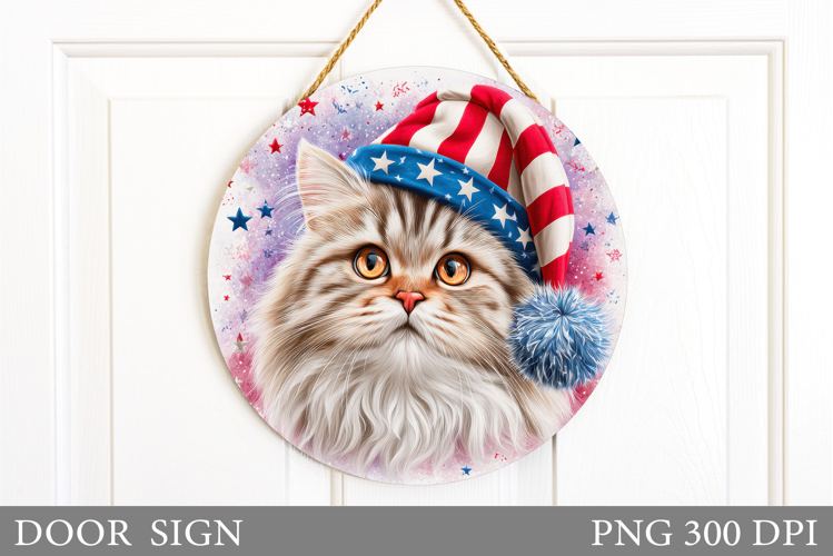 Patriotic Cat Door Sign. Patriotic Door Sign Design