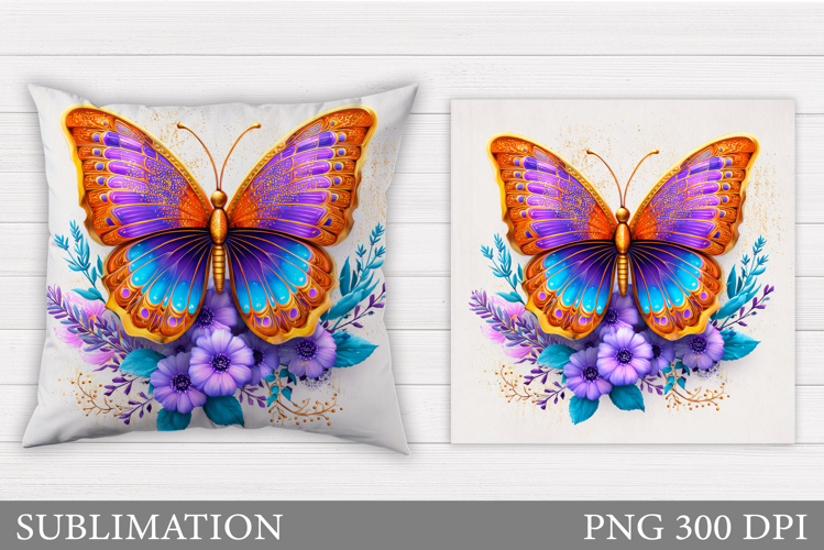 Butterfly Flowers Sublimation. Butterfly Pillow Sublimation