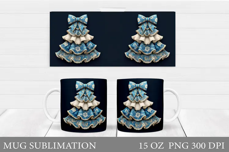 Christmas Tree Mug Design. Christmas Mug Sublimation