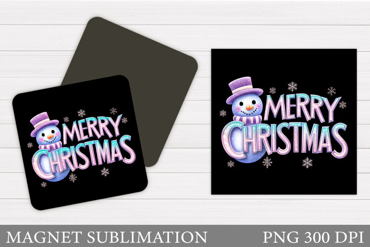 Merry Christmas Magnet Sublimation. Cute Snowman Magnet example image 1